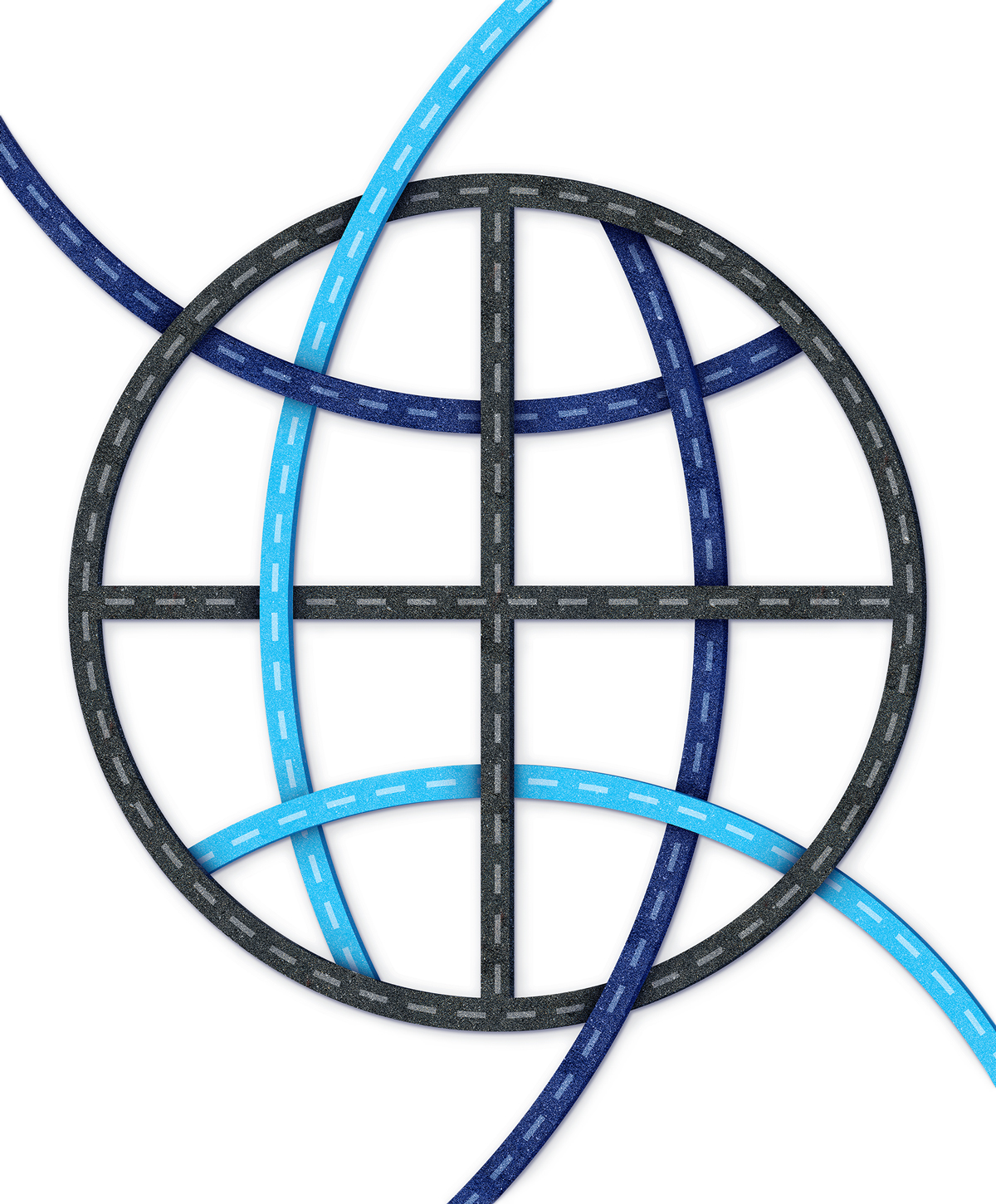 An illustration by Mariaelena Caputi which represents the icon of the world, whose lines become roads branching off in different directions. The image symbolizes the uncertainty of the current global economic regime and the importance of not being unprepared for the potential transformations that it may soon undergo.